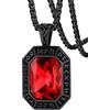 FaithHeart Collana Uomo Vichingo Pendentivo in Ottagono Cristallo Rosso Smeraldo Ossidiana con Rune Vichinghe Accessorio Moda Unico Perfetto per Regalo Stile Personale