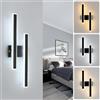 Comely Applique da Parete Interno LED, 32W 3600LM Lampada da Parete Moderna a 3 Colori di Luce, Nero Lungo Lampada a Muro in Acrilico per Camera da Letto Soggiorno Corridoio Scale