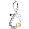 TINSLO Bead Charm Ciondolo Argento Sterling 925 Lettere con Cubic Zirconia Pendenti per Pandora Braccialetti, Compatibile con Braccialetti e Collane europei