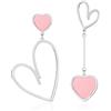 Linawe Orecchini a cuore, gioielli rosa, orecchini pendenti, orecchini in argento, orecchini in acciaio inossidabile da donna, orecchini da donna, grandi orecchini pendenti