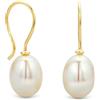 Orovi Orecchini Donna Oro Giallo 9KT Orecchini Pendenti con 2 Perle Coltivate ovali, Made in Italy, gioiello anallergico confezionato in un elegante astuccio portagioie