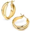 Amberta Orecchini a Cerchio Spessi con Chiusura in Argento Sterling 925 per Donna | Orecchini Intrecciati, Trendy Regalo Vintage: Cerchi Oro 14K 24 mm
