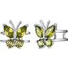 SILVERCUTE Orecchini donna farfalla orecchini donna argento 925 orecchini cuff senza buco con pietra peridoto zirconi orecchini argento per bambina e ragazza regalo per compleanno