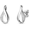 Miore Orecchini Donna con Zirconi in Argento Sterling 925, Orecchini a Lobo dal design moderno anallergici. Chiusura con perno passante e farfalla.