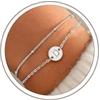 TINGN, bracciale da donna in argento e oro, placcato in oro bianco/oro 18K due in uno con monogramma a lettere, dischi, bracciali regalo per donne e ragazze, regali di Natale per donne e amiche, 6