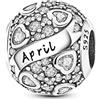 TINSLO Bead Charm Ciondolo Argento Sterling 925 con Cubic Zirconia Pendenti per Pandora Braccialetti, Compatibile con Braccialetti e Collane europei