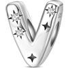 TINSLO Bead Charm Ciondolo Argento Sterling 925 Lettere con Cubic Zirconia Pendenti per Pandora Braccialetti, Compatibile con Braccialetti e Collane europei