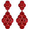 EVER FAITH Orecchini Donna da sposa Rombo Rhinestone cristallo Hollow Lampadario Pendente Rosso