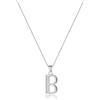 Clearine Collana Argento 925 Zirconia cubica 26 lettere alfabeto fascino personalizzato pendente B