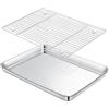 Cozary Teglie da Forno con Griglia di Raffreddamento in Acciaio Inox,31.5x24.5x2.5cm, 304 Acciaio Inox,Lucida e Antiruggine, Atossica e Sana, Lavabile in Lavastoviglie