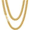 FaithHeart 10MM 75CM Oro Collane Uomo Catenina Cubana 45-75cm Hiphop Rock Gioielli da Ballo Collana Uomo Acciaio Alta Qualità con Chiusura Sicura Choker Girocollo Impilamento Antiallergico