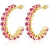 Linawe Orecchini a cerchio pendenti in oro rosa, Orecchini eleganti in acciaio inossidabile da donna, gioielli di moda, orecchini placcati in oro senza nichel