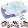 SONGMICS Cuscino Letto Cervicale, Memory Foam, Guanciale Ergonomico, Regolabile, per Chi Dorme sul Lato, sulla Schiena e sulla Pancia, con Tocco Fresco, Bianco Nuvola e Blu TBP051Q101