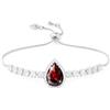 Linawe Bracciale rosso da donna in argento, braccialetto da tennis, granato, diamante, cristallo, set di braccialetti portafortuna, con catena a mano