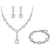 Clearine Gemma Diamante Goccia Matrimonio Sposa Costume Dichiarazione Y-Collana Orecchini Pendenti Tennis Bracciale Set per Donne Trasparente Gemme
