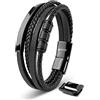 SERASAR Bracciale da Uomo 17cm Bracciale in Pelle Nera Bracciale in Pelle per Bambino Bracciale intrecciato in Pelle Bracciale Avvolgente in Pelle Catena in Pelle