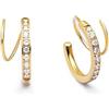 SINGULARU - Orecchini Swirl. Acciaio con Placcatura Oro 18Kt con Zirconi. Chiusura a Gancio. Gioielli da Donna