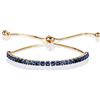 ZAVANA Bracciale Placcato Oro Regolabile da Donna e Ragazza, con Zirconi Cubici Blu, Bracciali da Donna con Pietre con Chiusura Regolabile con Perline, Braccialetti Sottili con Pietre Blu Zaffiro