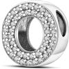 TINSLO Bead Charm Ciondolo Argento Sterling 925 Lettere con Cubic Zirconia Pendenti per Pandora Braccialetti, Compatibile con Braccialetti e Collane europei