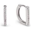 SINGULARU - Orecchini Cerchio Dina Sparks. Argento Sterling con Placcatura Rodio e Zirconi. Chiusura Click/Congo. Gioielli da Donna