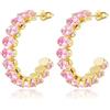 Linawe Orecchini pendenti grandi in oro rosa, orecchini da donna in acciaio inossidabile placcati in oro, orecchini alla moda con pietra