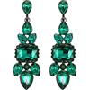 EVER FAITH Verde Strass Cristalli Art Deco Vintage Stile Chandelier Goccia Orecchini pendenti per Donne Girls Nero-fondo