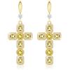 Linawe Orecchini a croce verdi, orecchini pendenti in oro, gioielli alla moda in moissanite, da donna, orecchini in cristallo con strass placcati in oro