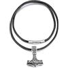 FaithHeart Collana Uomo Il Mjolnir Martello Cordina Pelle Collana Cuoio Caucciu 56CM Ciondolo Vichingo Argento Oro Corda Cera Intrecciata Chiusura Magnetica Impermeabile Resistente al Sudore