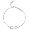 SINGULARU - Bracciale Infinito. Argento Sterling 925 con Finitura Placcata Rodio. Taglia Unica. Lunghezza Catena 17,5 cm. Gioielli da Donna