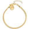 SINGULARU - Bracciale Lisse S. Acciaio con Finitura Placcata Oro 18 Kt. Catena Piatta. Taglia Unica 16 cm con Estensione 3 cm. Gioielli per Donna