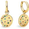 SINGULARU - Orecchini Cerchio Bling. Acciaio Inossidabile con Placcatura Oro 18Kt. Chiusura Click/Congo. Gioielli da Donna