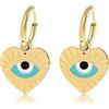 Made by Nami Orecchini Donna Oro Pendenti Made by Nami - Boho Cuore Evil Eye Acciaio Chirurgico Antiallergici