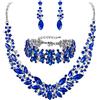 Clearine Collana da sposa per matrimonio, orecchini e bracciale, set di gioielli per donne, con cristalli di marquise, di collane in argento trasparente, Lega di acciaio cristallo di