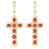 Linawe Orecchini a croce rossa, orecchini pendenti in oro da donna, gioielli in oro, orecchini con strass di cristallo gioielli alla moda, orecchini pendenti placcati in oro