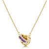 Linawe Catenina in oro con gemme viola ametista per donna, Ciondolo a catena in oro, Collana con pendente a catena, Catenina in acciaio inossidabile dorato con pietra portafortuna