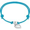 Tuscany Silver Bracciale Regolabile da Donna in Argento Sterling con Cuore da 7 x 9.7 mm su Cordino Turchese da 15-25.5 cm