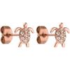 PURELEI White Turtle - Orecchini da donna a forma di tartaruga, in acciaio inox con pietre preziose, idea regalo per donne, 9 mm, Acciaio inossidabile, cristallo