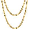 PROSTEEL Collana Uomo a Catena Barbazzale Cubana Grande Robusta, Larghezza 5 mm, Lunghezza 65 cm, Acciaio Inossidabile Placcato Oro 18K, Hip Hop Punk Rap, Oro, Regalo Perfetto (con Confezione)