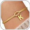 J.Fée Bracciale Donna Oro Con Iniziali, Bracciale Nodo Bracciali Eternal Infinity Argento Sterling 925 Con Placcatura In Oro 14 Carati, Bracciali Donna 26 Lniziale A-Z, Regalo Signora Regalo Amica K