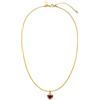 Purelei Sleeky Collana con ciondolo a forma di cuore rosso, impermeabile e regolabile, in filigrana in acciaio inox con zirconi rossi | placcatura in oro 14 K/18 carati, minimalista ed emotivo, Eine