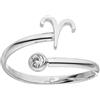 Purelei Anello con segno zodiacale - Anello da donna impermeabile in acciaio inox durevole - Anelli regolabili da 50 a 60 - Gioielli alla moda per il tuo look personalizzato, 60-66 cm, Gemma