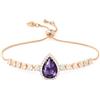 Linawe Braccialetti da donna in ametista viola, bracciale da tennis in oro rosa, gioielli, set di braccialetti con catenina a mano con pietre preziose e diamanti, braccialetto da tennis