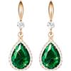 Linawe Gioielli verde smeraldo Orecchini in oro rosa verde Gioielli alla moda Orecchini pendenti da donna Orecchini ad anello con diamanti in cristallo