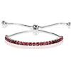 ZAVANA Bracciale Argento Regolabile da Donna e Ragazza, con Zirconi Cubici Rossi, Bracciali da Donna con Pietre con Chiusura Regolabile con Perline, Braccialetti Sottili con Pietre Rosse Rubino