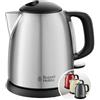 Russell Hobbs Bollitore Elettrico Compatto in Acciaio Inossidabile 1 L, Spegnimento Automatico, Base Girevole 360°, Filtro Anticalcare Rimovibile, Design Salvaspazio - 24991-70