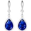 Linawe Gioielli Orecchini in argento con zaffiro blu reale e cristallo con diamanti - Pendenti con fiocco in pietra blu - Alla moda