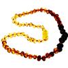 SilverAmber Jewellery - Collana in ambra baltica - ombe - Lucida - Perle di ambra genuina al 100% - Massima qualità - Dimensione: 36 cm - NBAROMB36