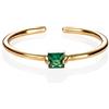 namana Anello da Donna in Oro con Pietra Singola, Regolabile, con Pietra Quadrata, Semplice Anello in Oro per Donne e Ragazze, Anelli con Pietre da Donne, Anello Verde per Donna e Ragazza