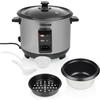 Tristar Cuociriso 1 L, Fino a 5 Porzioni, Corpo in Acciaio Inox, Pentola Antiaderente, Vassoio Vapore, Funzione Mantenimento Caldo, 400 W, RK-6144
