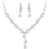 Clearine Matrimonio Sposa Foglia Goccia Cristalli Collana Orecchini Set Gioielli Filigrana Trasparente Rodio-Fondo